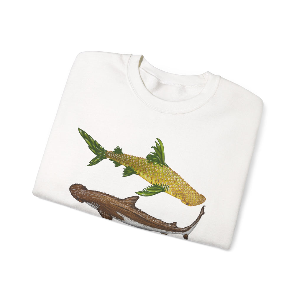 Fruit Sharks Selection 3 Pineapple Coconut Rasberry and Starfruit Unisex Crewneck Sweatshirt