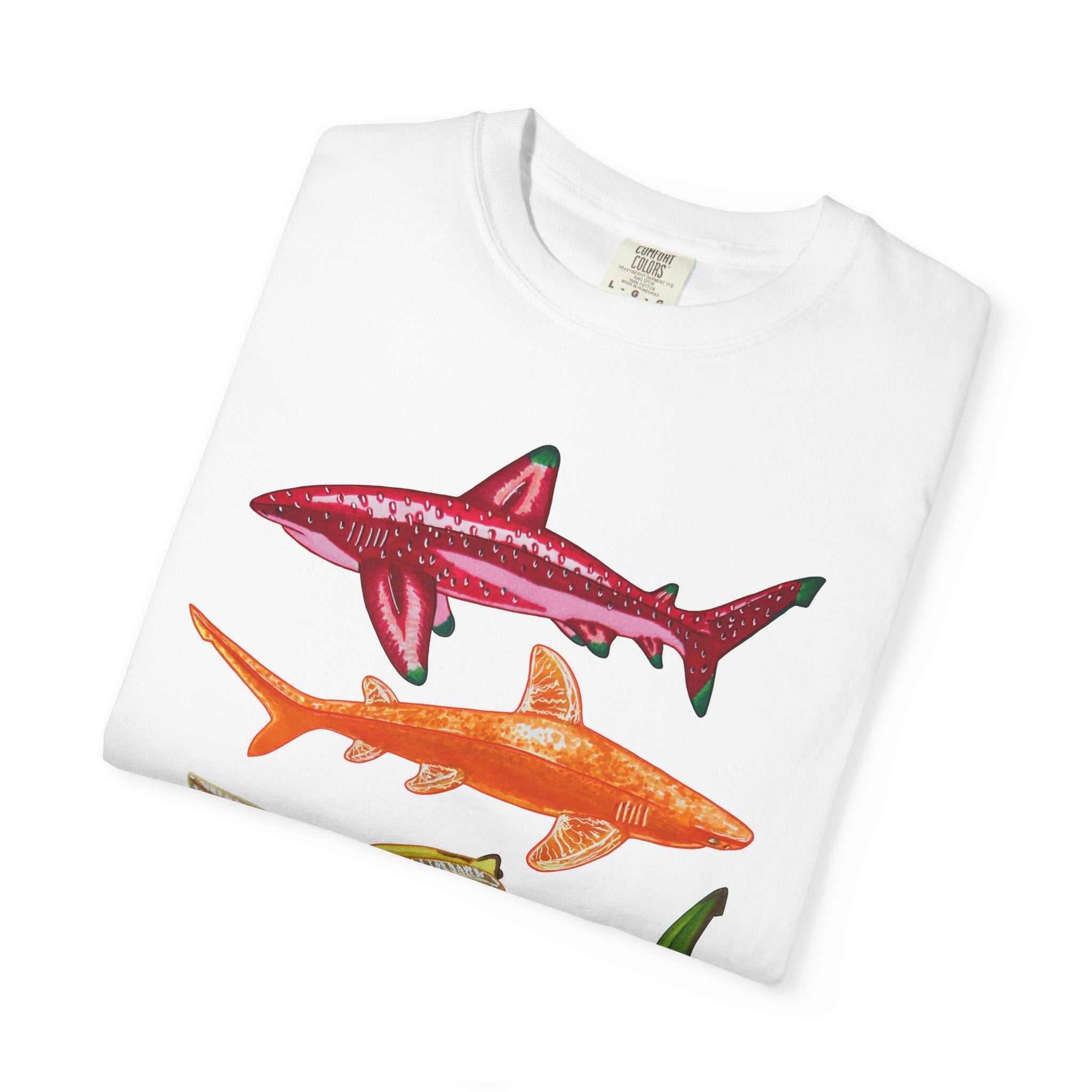 Fruit Sharks Selection 1 Strawberry Orange Banana and Dragonfruit Unisex T-Shirt.