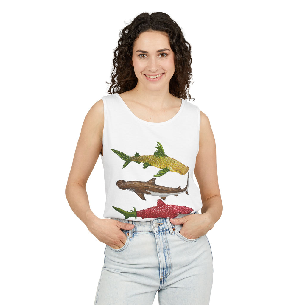 Fruit Sharks Selection 3 Pineapple Coconut Rasberry and Starfruit Unisex Tank Top