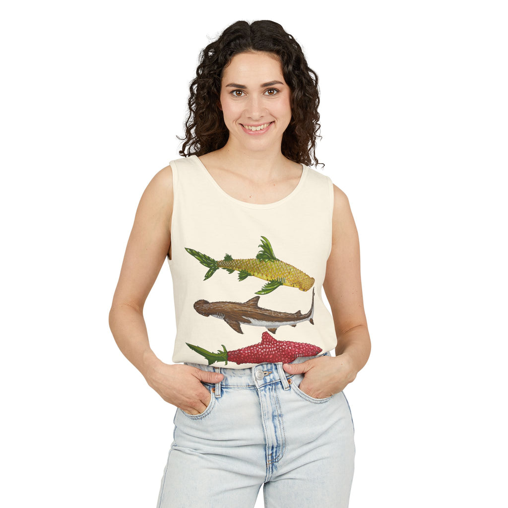 Fruit Sharks Selection 3 Pineapple Coconut Rasberry and Starfruit Unisex Tank Top