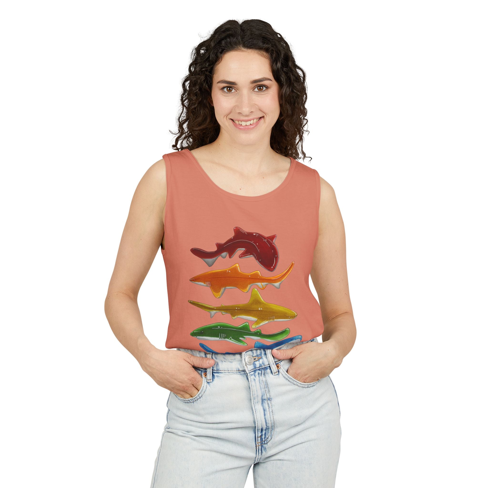 Rainbow Sharks Unisex Tank Top