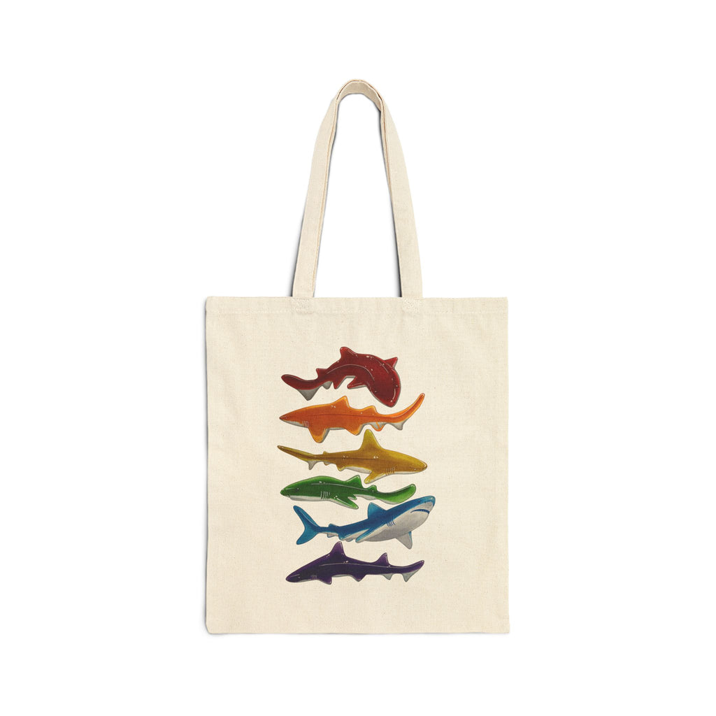 Rainbow Gummy Sharks Cotton Canvas Tote Bag