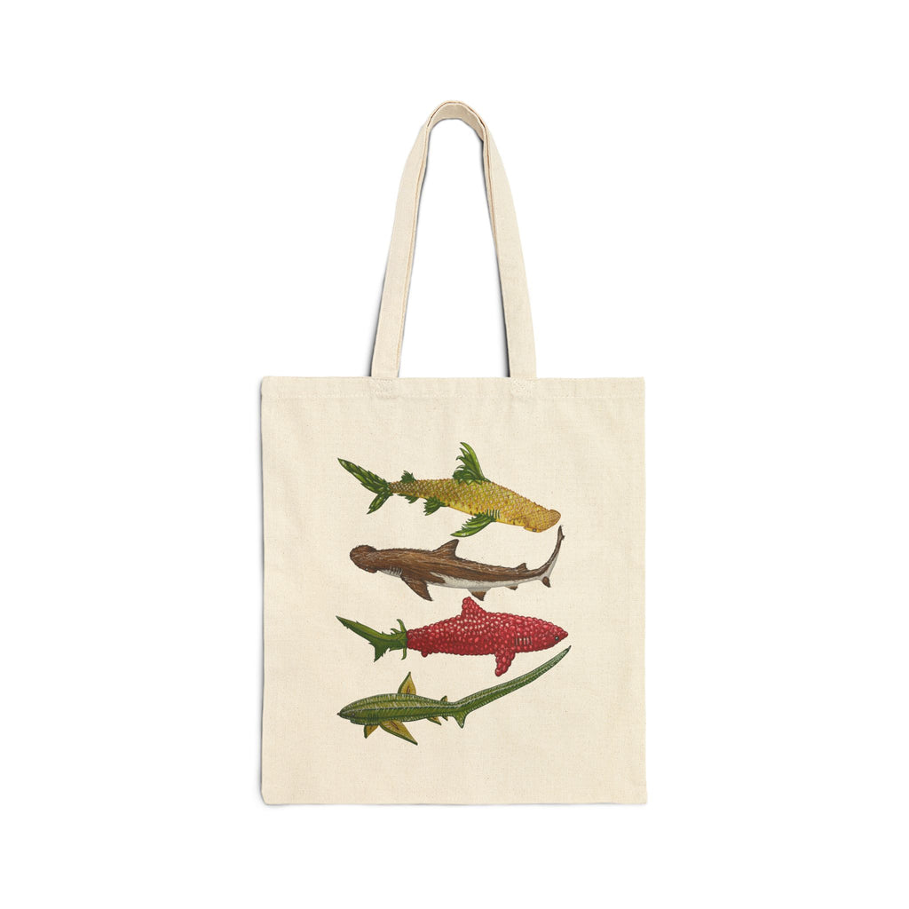 Fruit Sharks Selection 3 Pineapple Coconut Rasberry and Starfruit Cotton Canvas Tote Bag