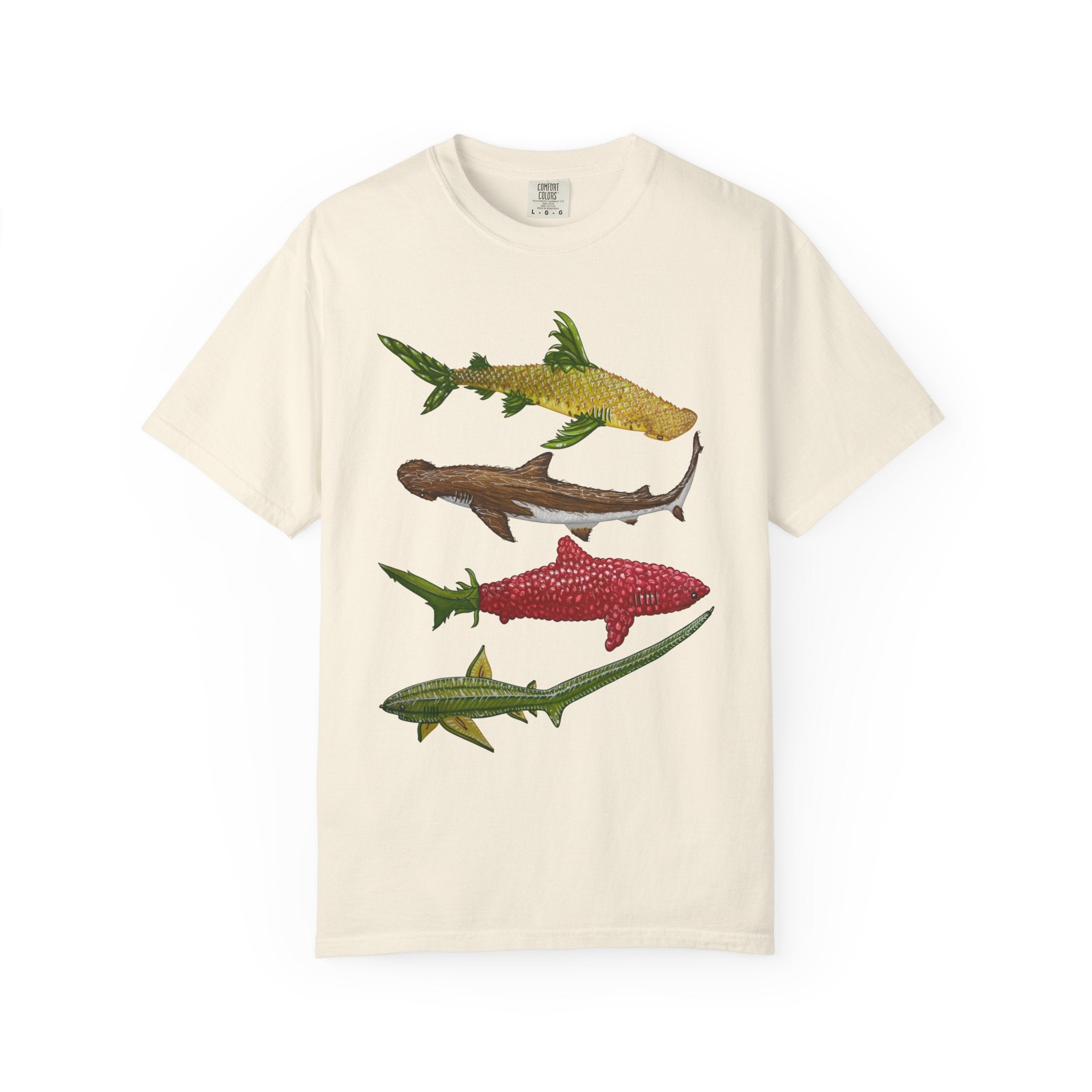 Fruit Sharks Selection 3 Pineapple Coconut Rasberry and Starfruit Unisex T-shirt