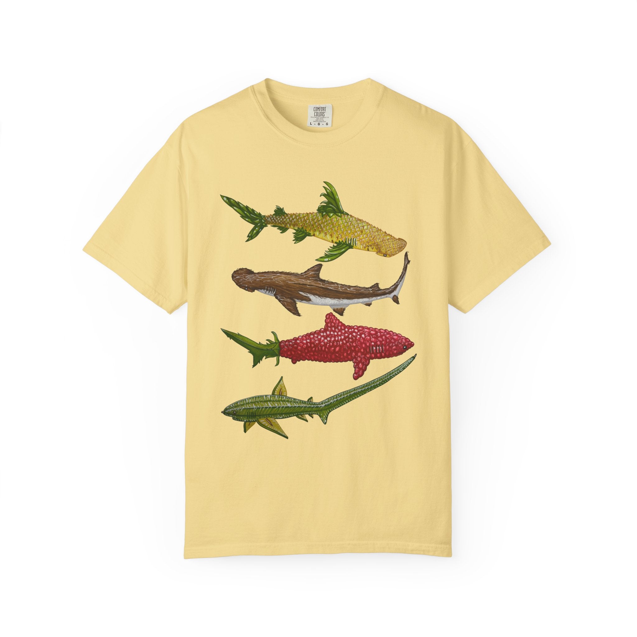 Fruit Sharks Selection 3 Pineapple Coconut Rasberry and Starfruit Unisex T-shirt