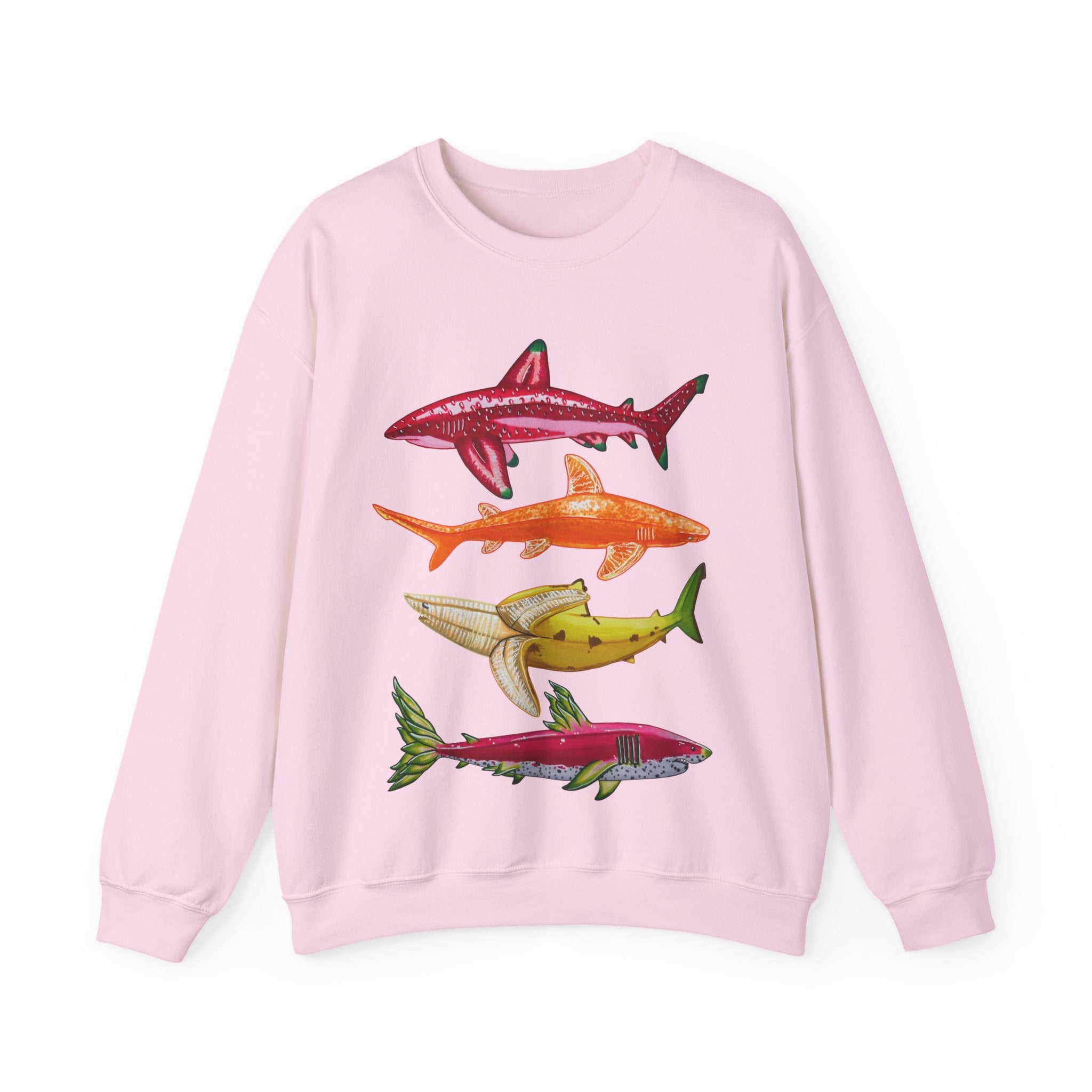 Fruit Sharks Selection 1 Strawberry Orange Banana and Dragonfruit Unisex Heavy Blend™ Crewneck Sweatshirt