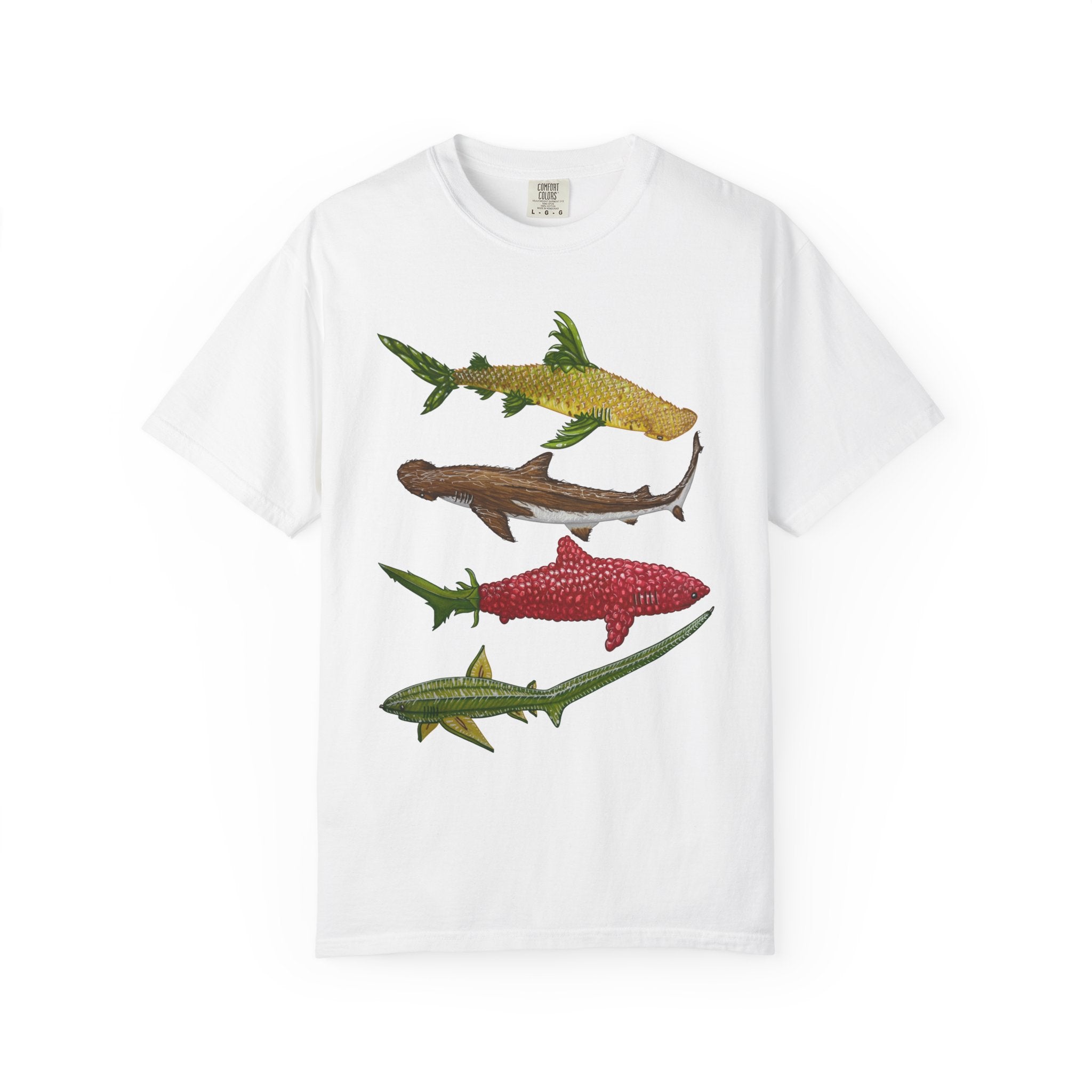 Fruit Sharks Selection 3 Pineapple Coconut Rasberry and Starfruit Unisex T-shirt