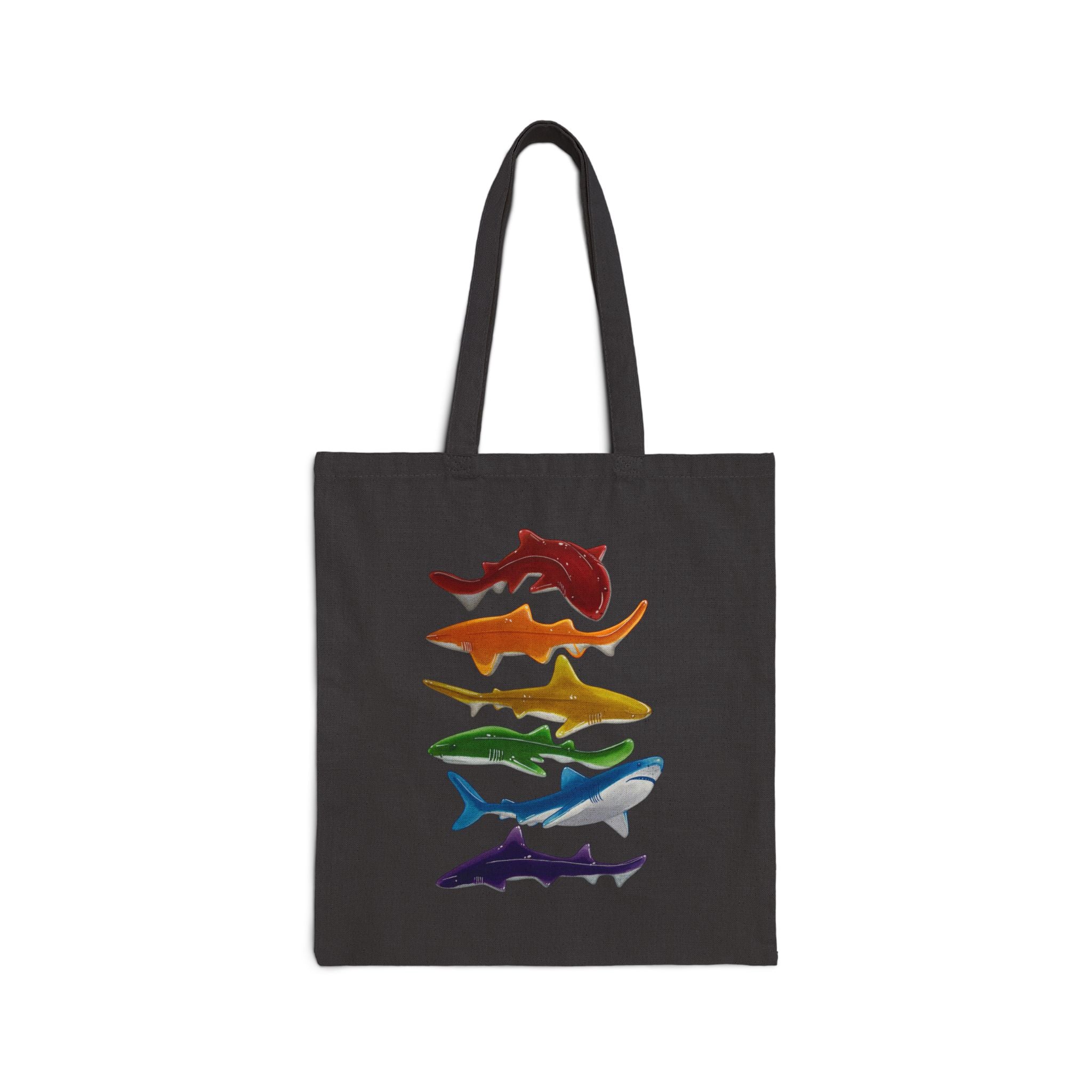 Rainbow Gummy Sharks Cotton Canvas Tote Bag