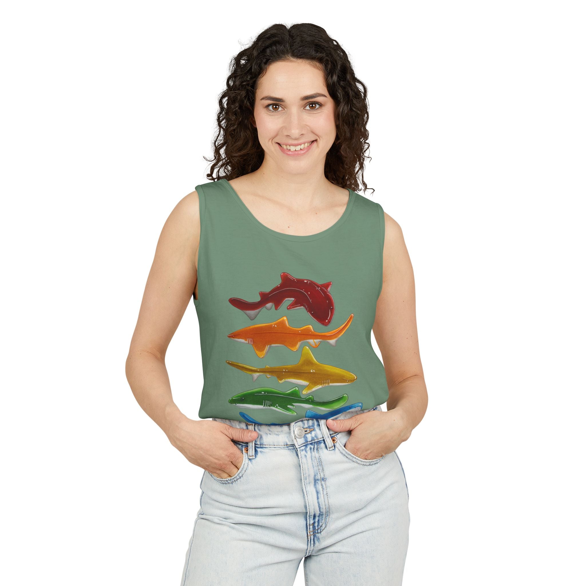 Rainbow Sharks Unisex Tank Top