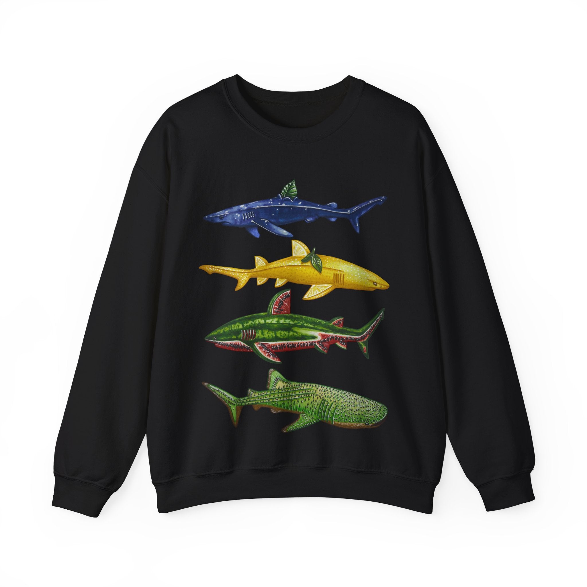 Fruit Sharks Selection 2 Blueberry Lemon Watermelon and Kiwi Unisex Crewneck Sweatshirt