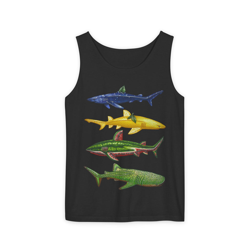 Fruit Sharks Selection 2 Blueberry Lemon Watermelon and Kiwi Unisex Tank Top