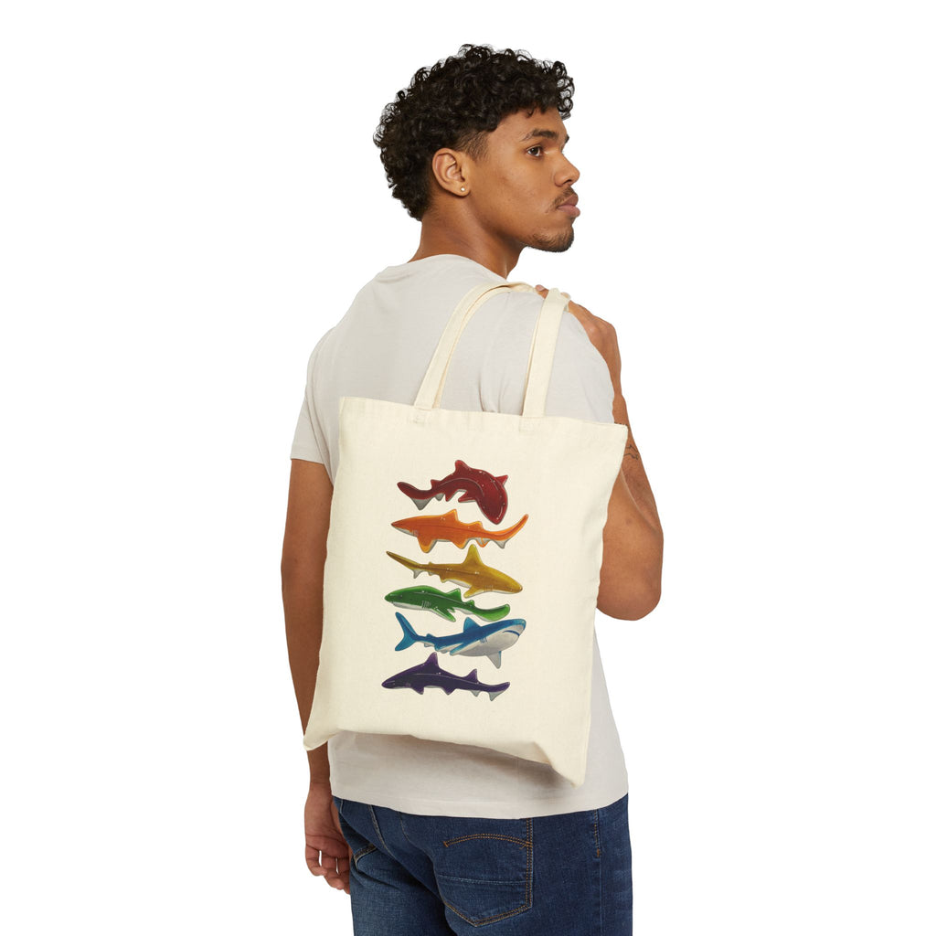 Rainbow Gummy Sharks Cotton Canvas Tote Bag