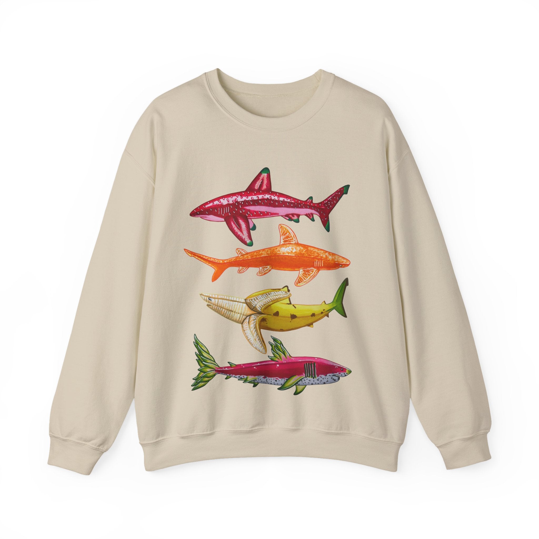 Fruit Sharks Selection 1 Strawberry Orange Banana and Dragonfruit Unisex Heavy Blend™ Crewneck Sweatshirt