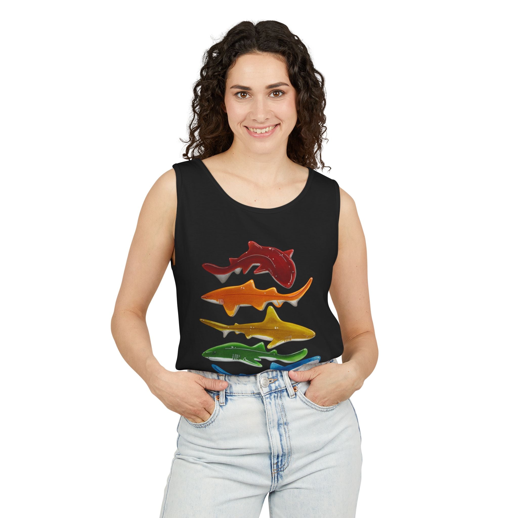 Rainbow Sharks Unisex Tank Top
