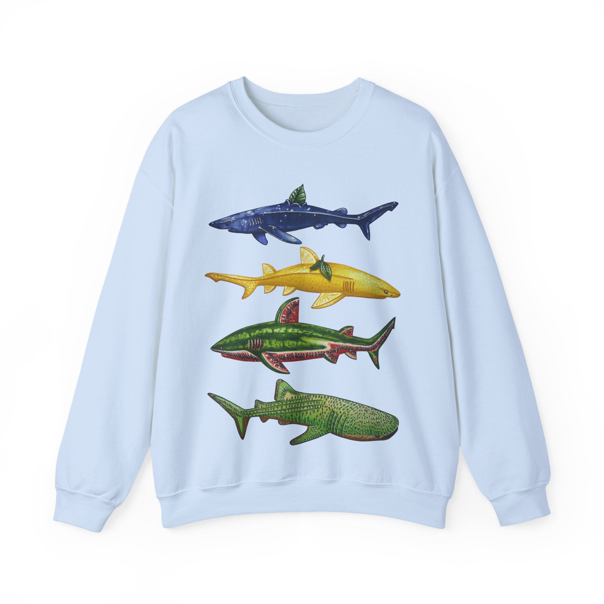 Fruit Sharks Selection 2 Blueberry Lemon Watermelon and Kiwi Unisex Crewneck Sweatshirt