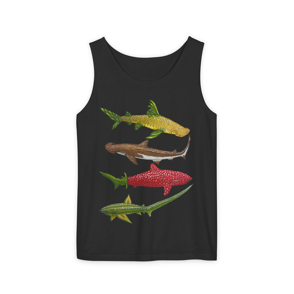 Fruit Sharks Selection 3 Pineapple Coconut Rasberry and Starfruit Unisex Tank Top