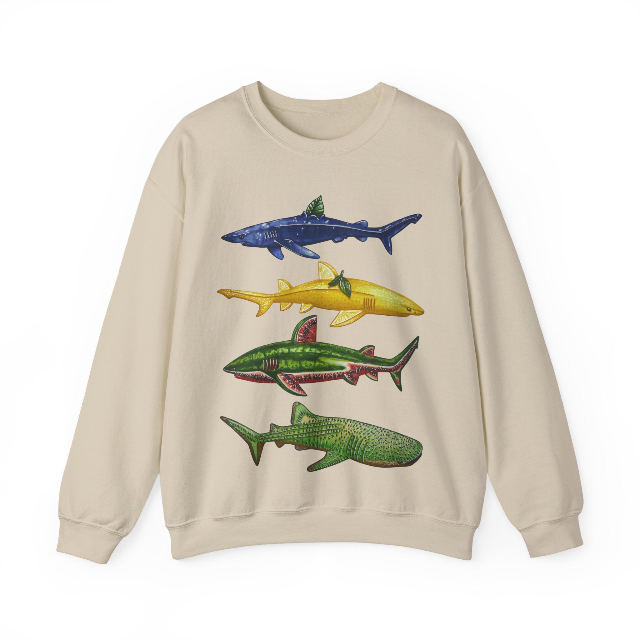 Fruit Sharks Selection 2 Blueberry Lemon Watermelon and Kiwi Unisex Crewneck Sweatshirt