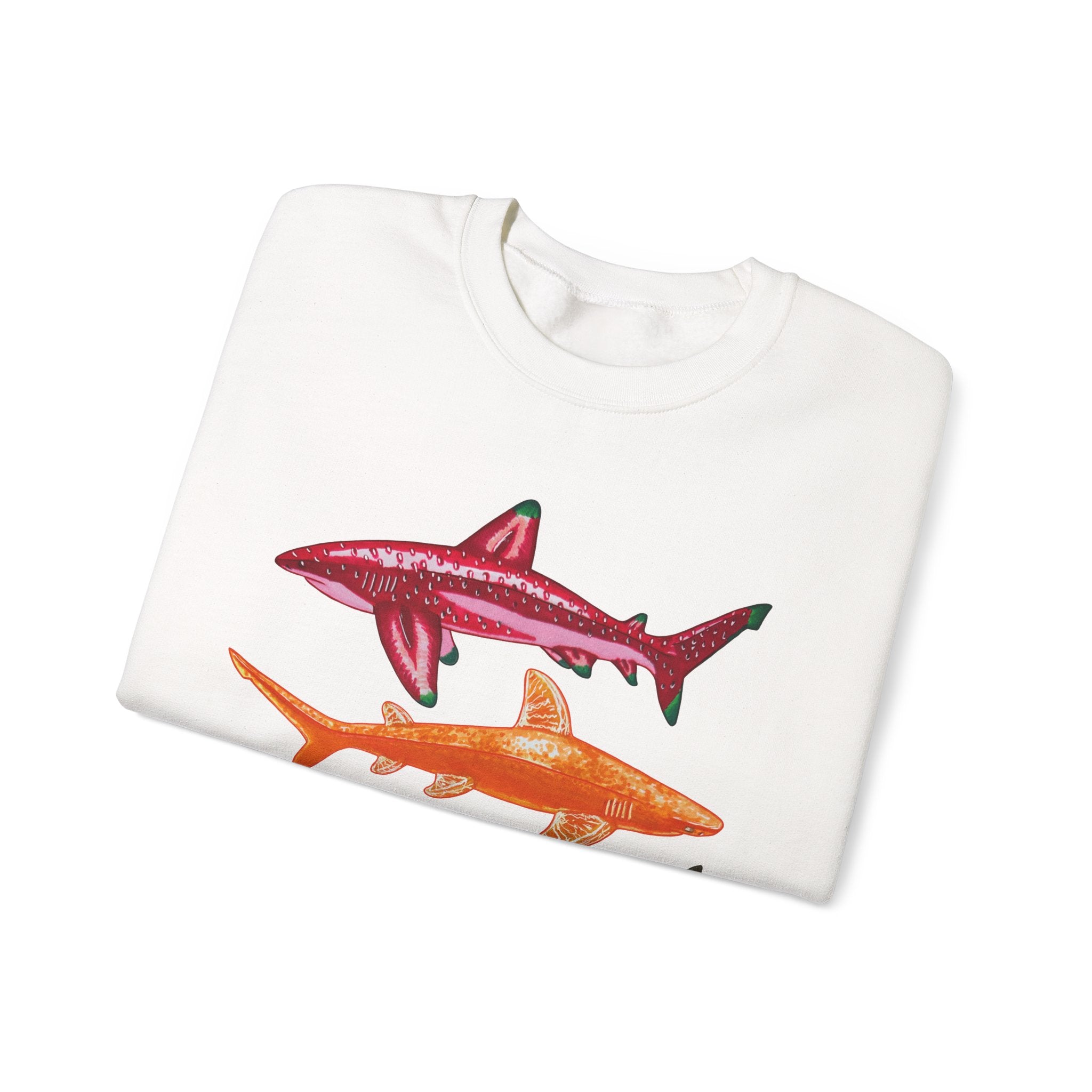 Fruit Sharks Selection 1 Strawberry Orange Banana and Dragonfruit Unisex Heavy Blend™ Crewneck Sweatshirt