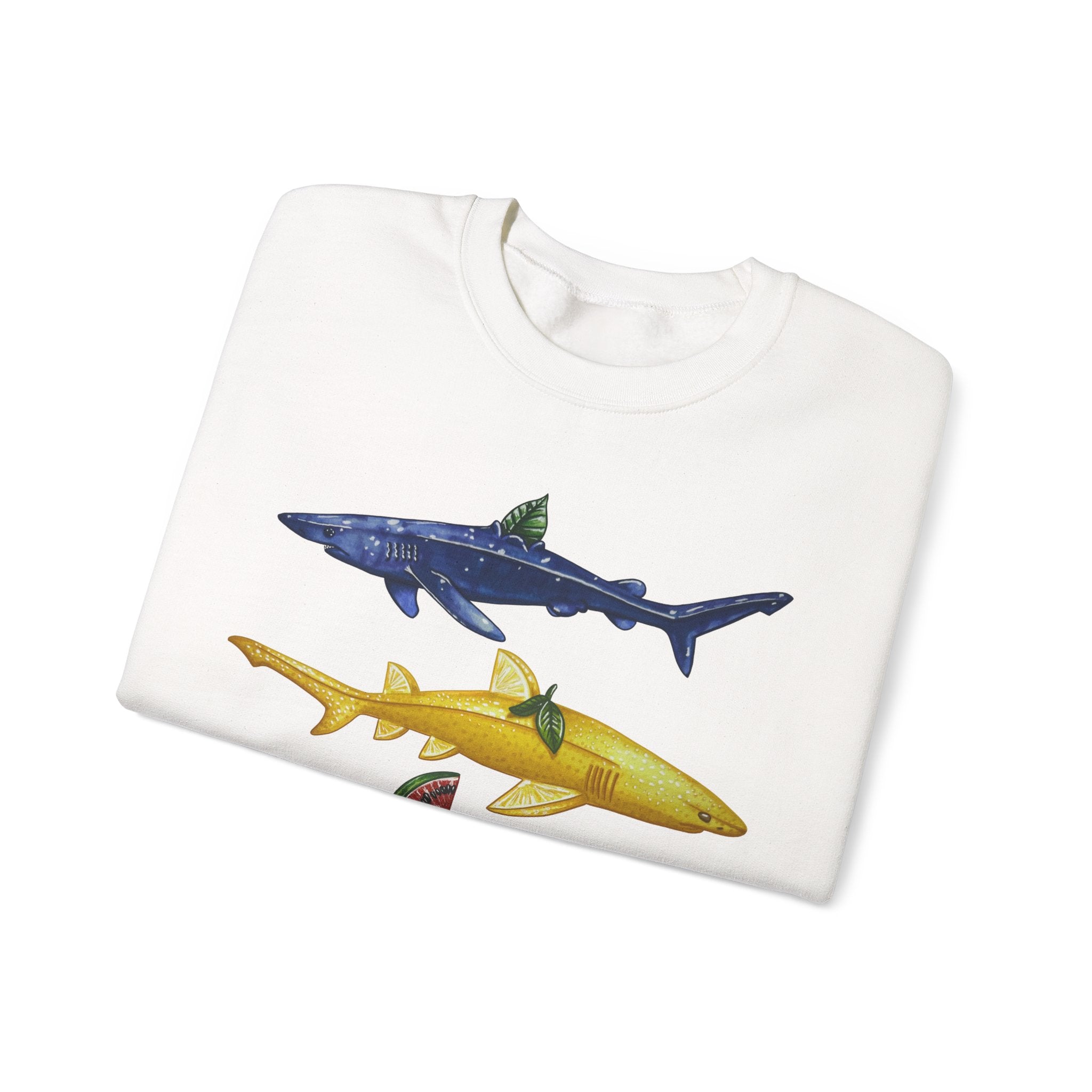 Fruit Sharks Selection 2 Blueberry Lemon Watermelon and Kiwi Unisex Crewneck Sweatshirt
