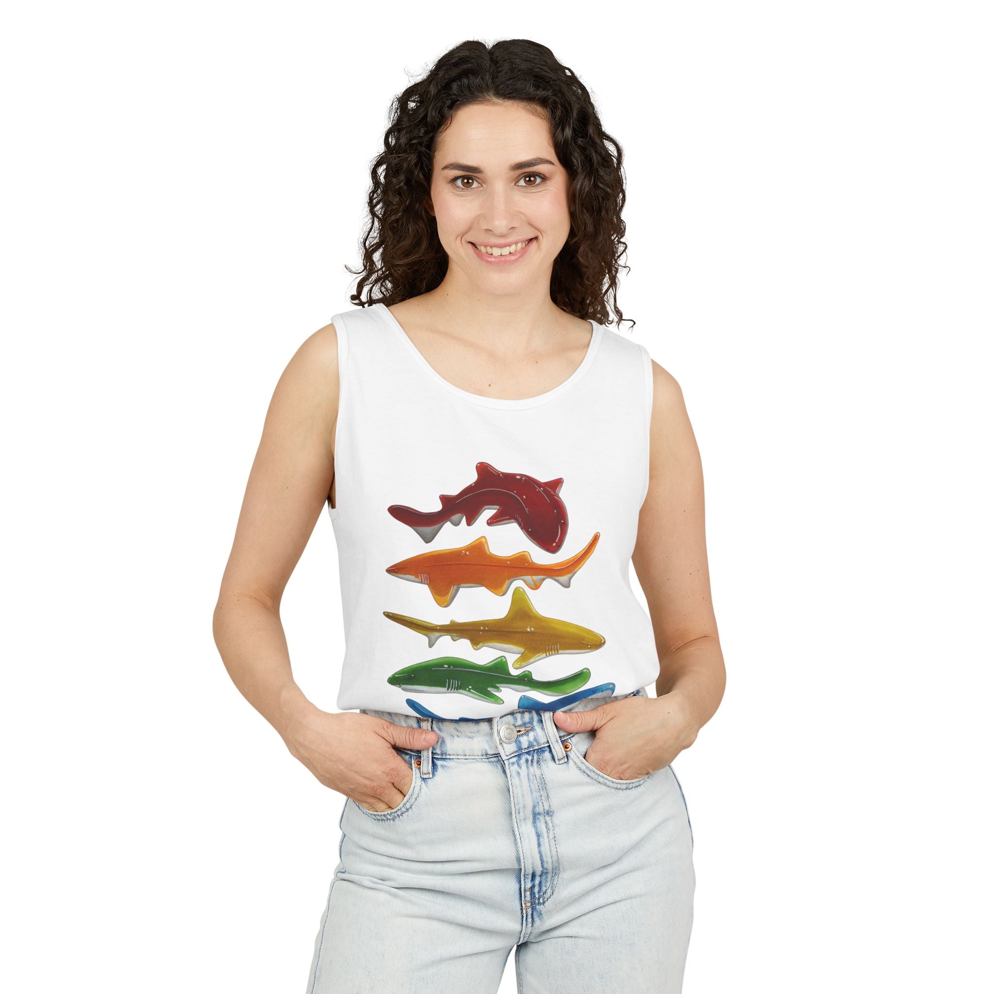 Rainbow Sharks Unisex Tank Top