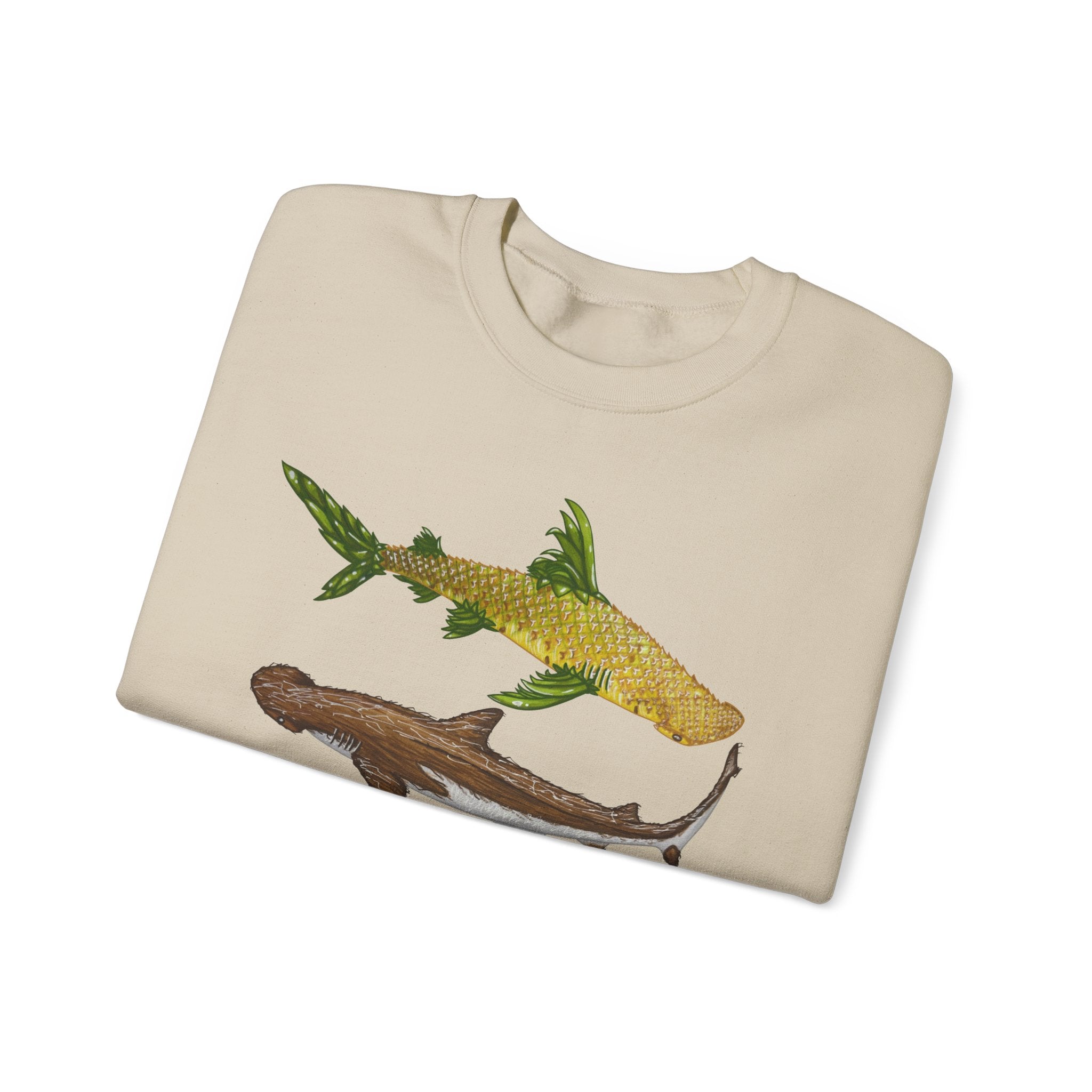 Fruit Sharks Selection 3 Pineapple Coconut Rasberry and Starfruit Unisex Crewneck Sweatshirt