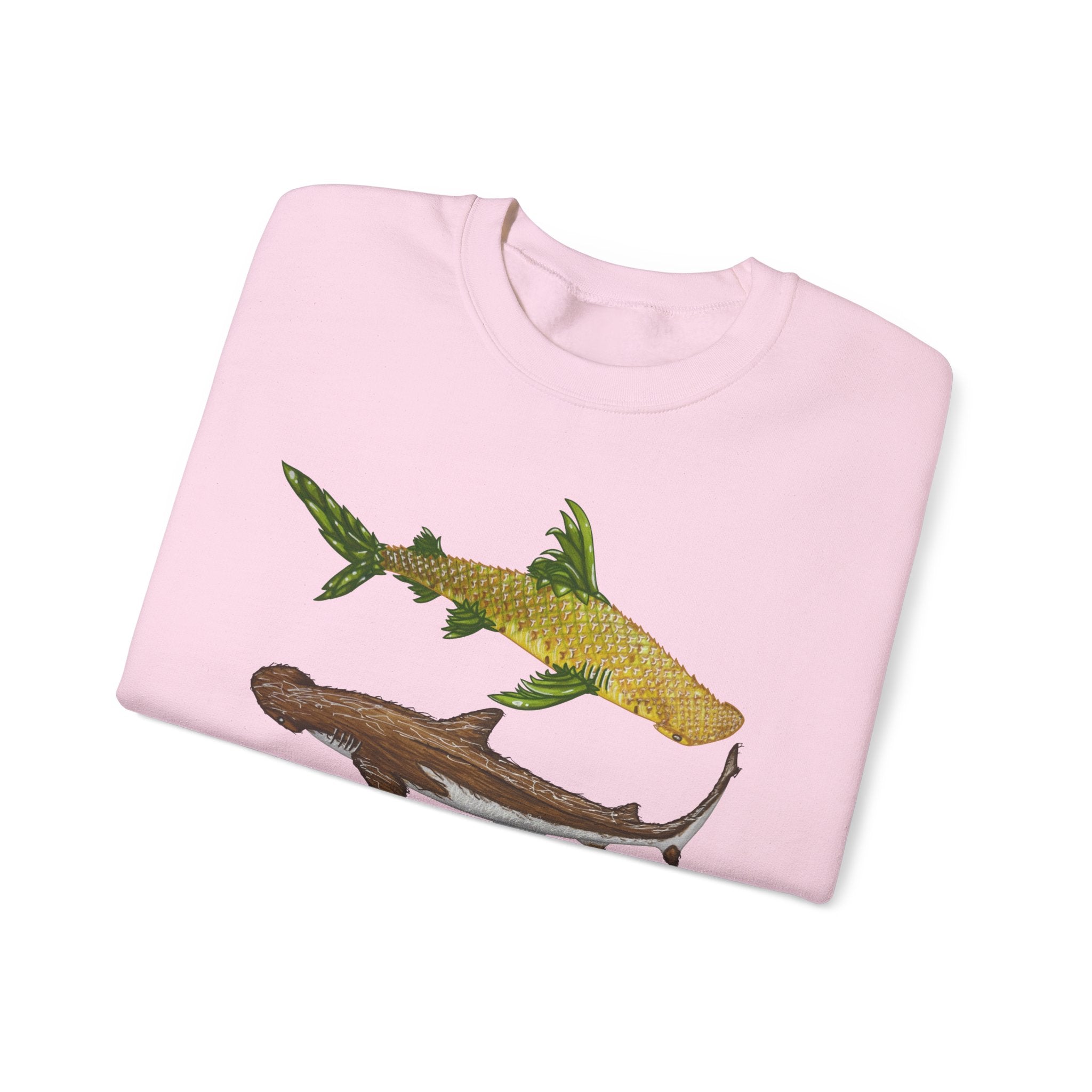 Fruit Sharks Selection 3 Pineapple Coconut Rasberry and Starfruit Unisex Crewneck Sweatshirt