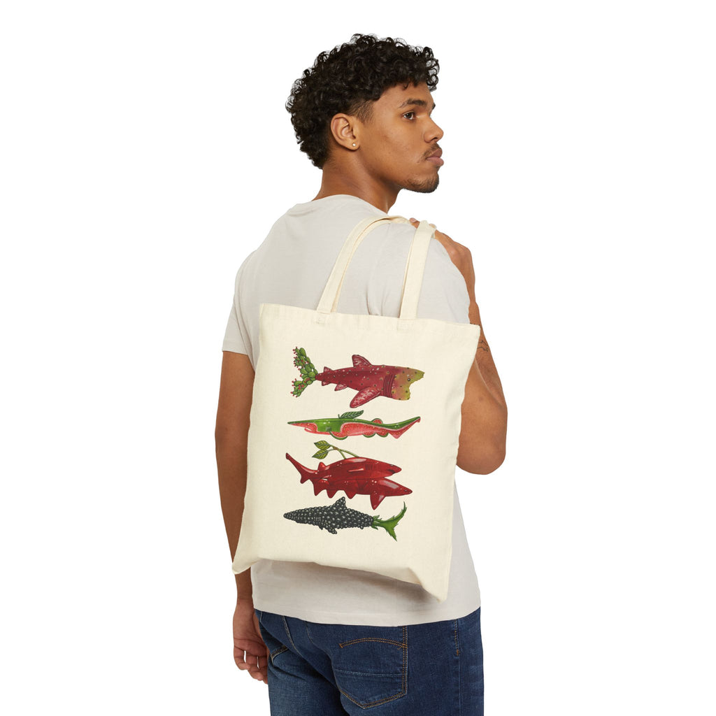 Fruit Sharks Selection 4 Cotton Canvas Tote Bag