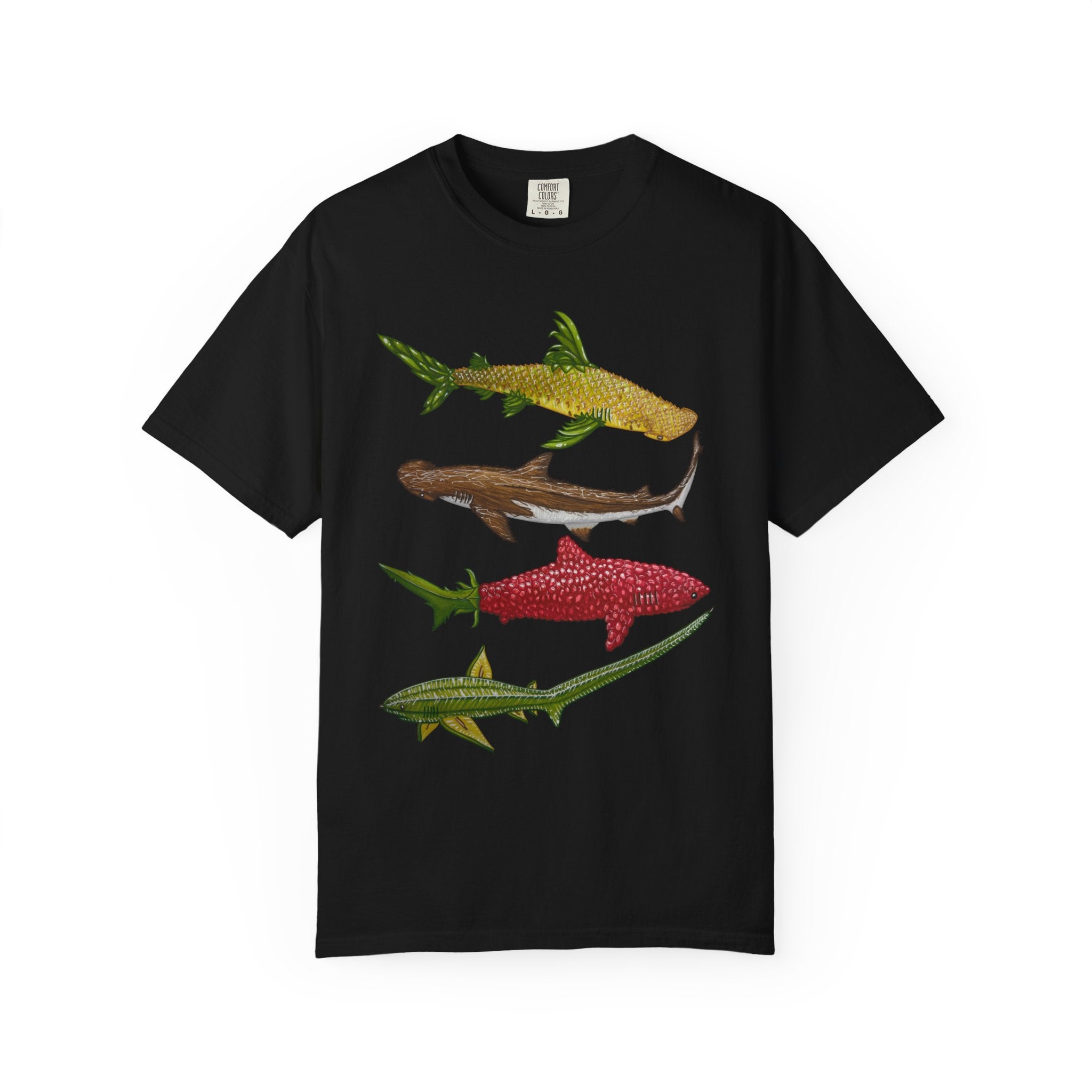 Fruit Sharks Selection 3 Pineapple Coconut Rasberry and Starfruit Unisex T-shirt