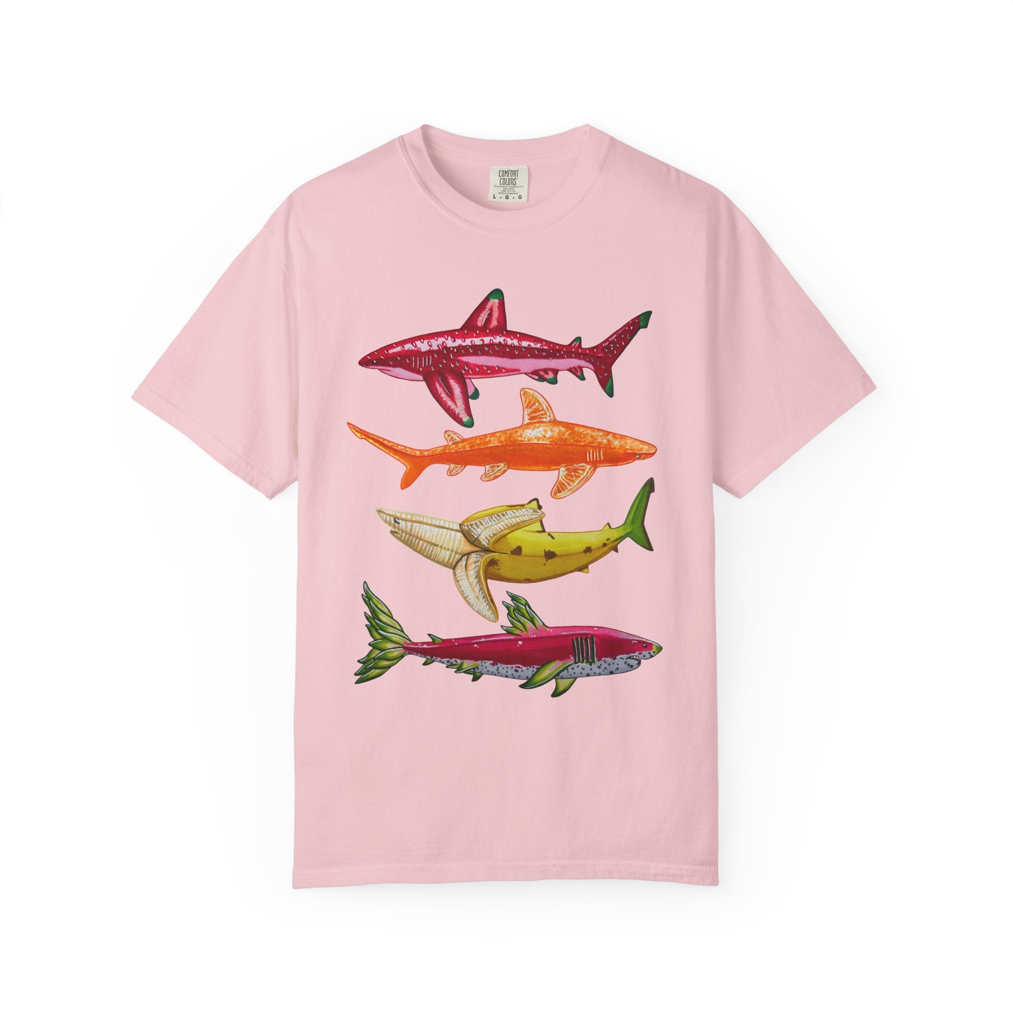 Fruit Sharks Selection 1 Strawberry Orange Banana and Dragonfruit Unisex T-Shirt.