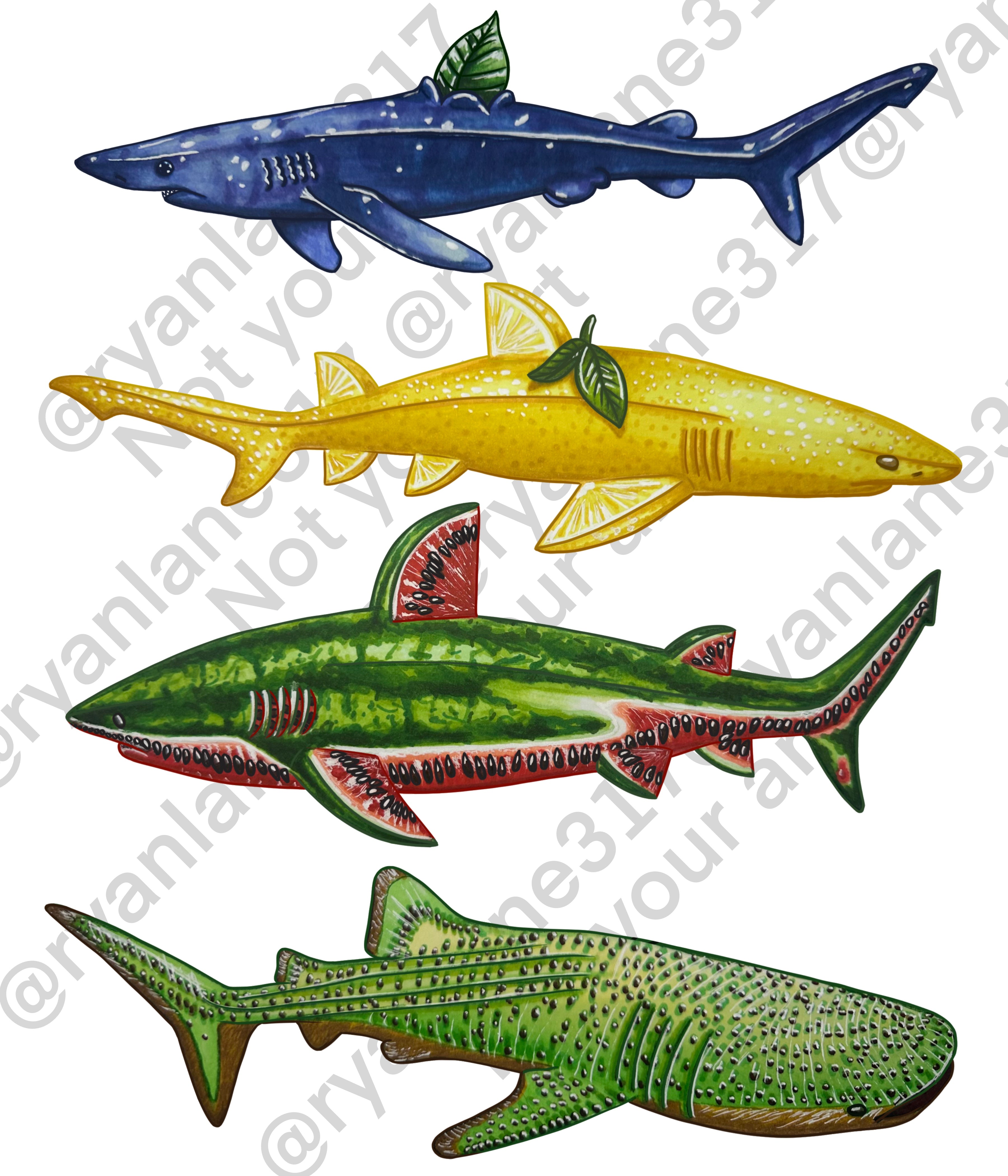 Fruit Sharks Page 2 Digital File