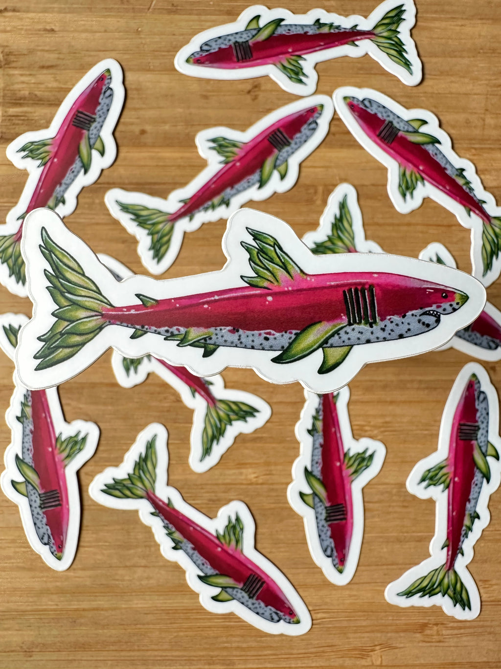 Fruit Shark Stickers 3''x 1.5''