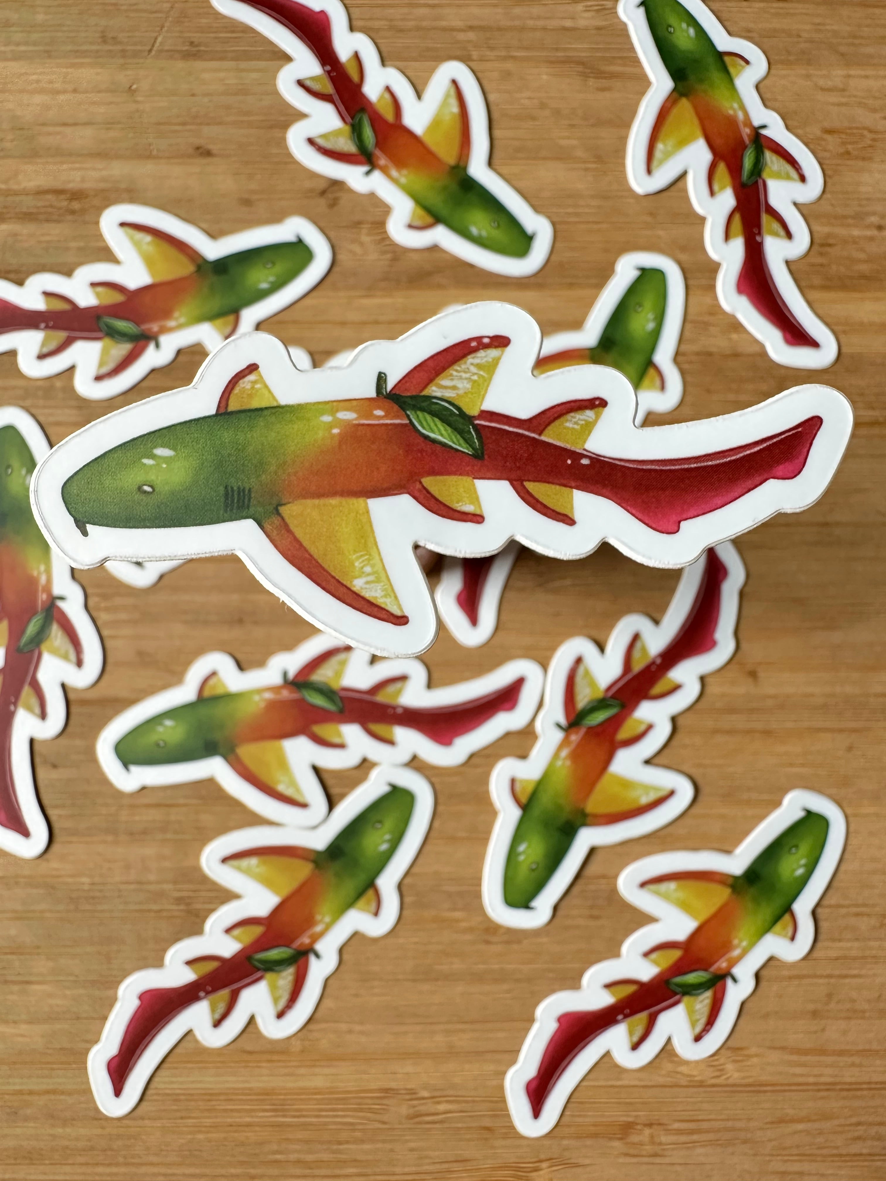 Fruit Shark Stickers 3''x 1.5''