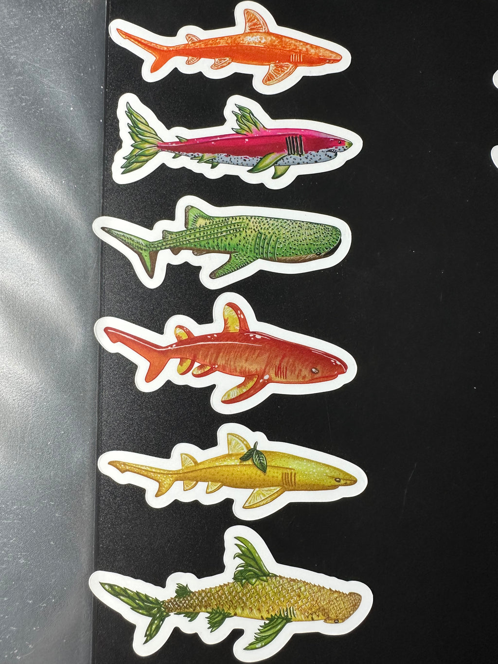 Fruit Shark Stickers 3''x 1.5''