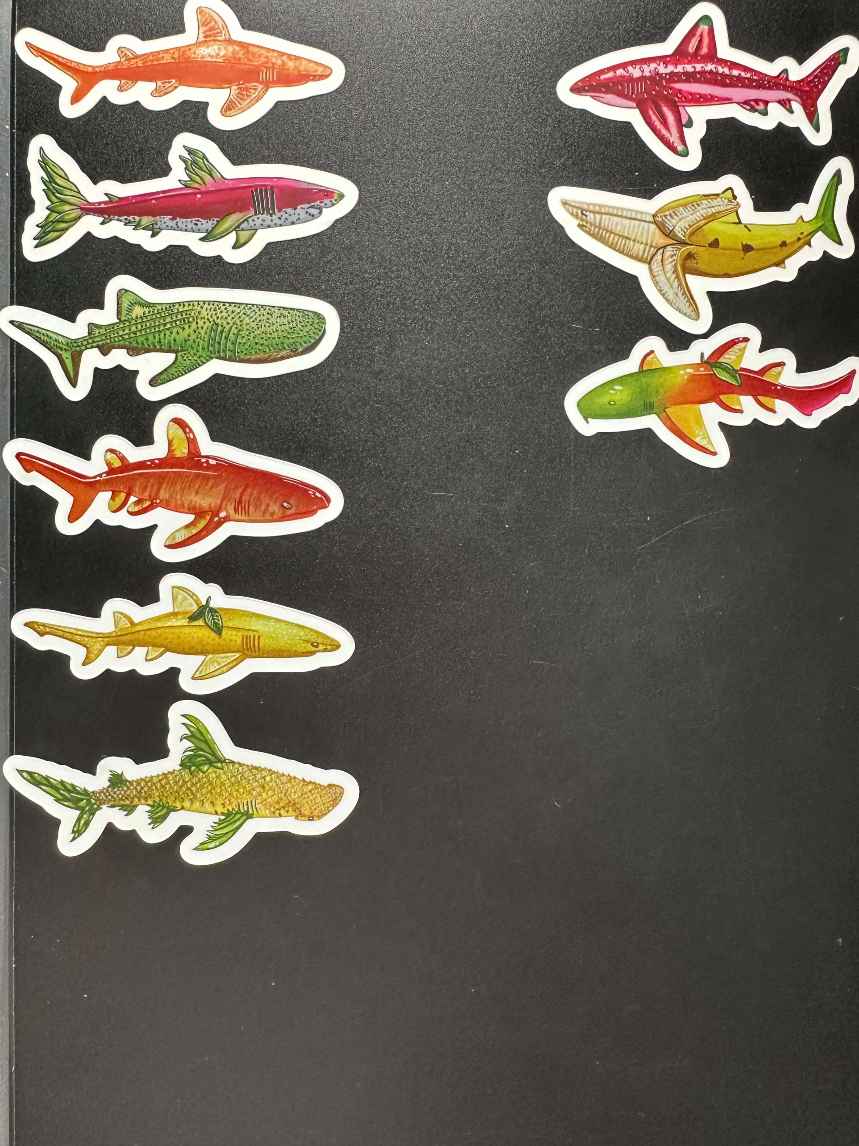 Fruit Shark Stickers 3''x 1.5''